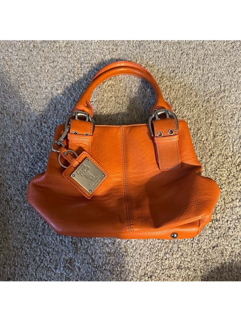 Tignanello Orange Leather Satchel